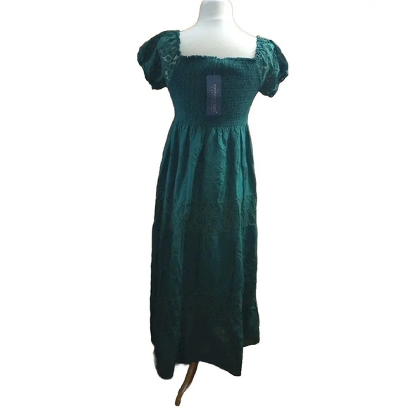 Anna-Kaci Dress Womens L Tiered Off Shoulder Boho Lace Smocked Cottage Core Maxi - Picture 3 of 7